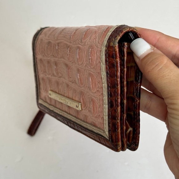 Brahmin Pink and Brown Croc-Embossed Wallet - Picture 2 of 9